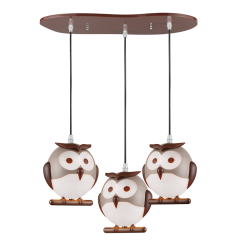 Bambini Pendant light Owl LED 3 x E14 13W Plastic + Metal + PVC black cable / Brown + White 50Χ30ΧΗ100CM KOKKA - acadecor