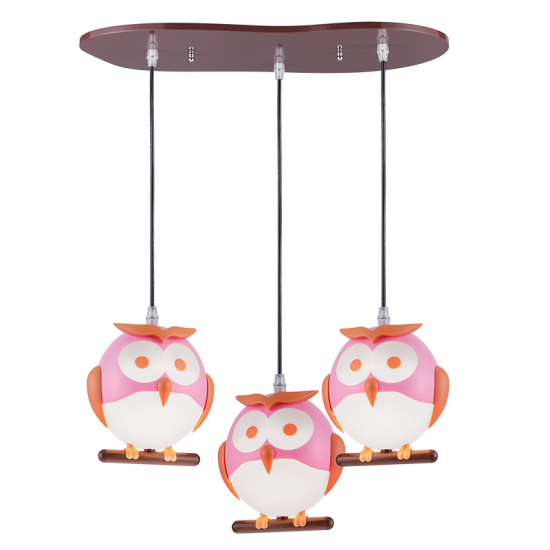 Bambini Pendant light Owl LED 3 x E14 13W Plastic + Metal + PVC black cable / Brown + White 50Χ30ΧΗ100CM KOKKA - acadecor