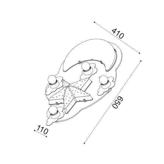 Bambini Ceiling light SKY 4XE27 max + 2xE14 max 13W / Plastic + MDF / Multicolour 67Χ43Χ11CM DREAMS - acadecor 
