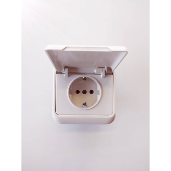 Πρίζα σούκο με καπάκι λευκό - City - Esem