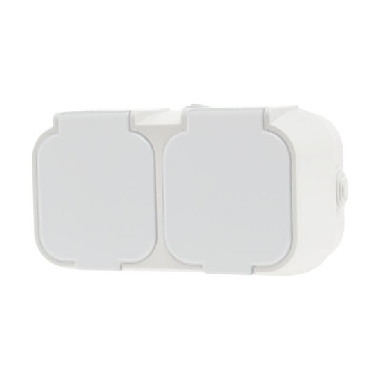 Πρίζα σούκο 2πλή εξωτερική λευκό - IP54 - H2-B52GM - GEYER