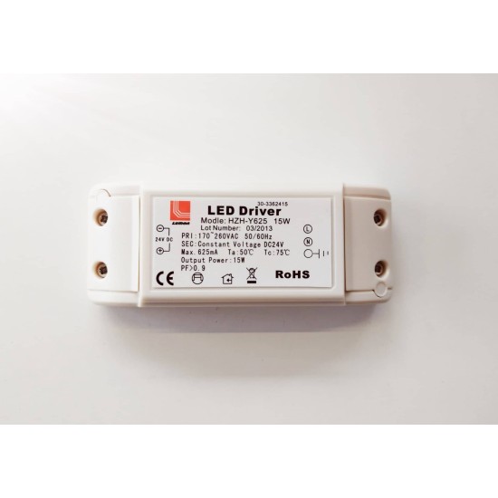 LED Driver with terminal 230V / 24V DC 15W - HZH-Y625 - Adeleq