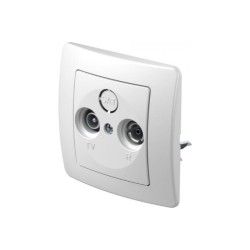 Πρίζα TV-R διέλευσης 10dB PW Λευκό / TEM EKONOMIK