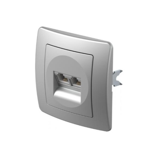 Πρίζα Tel KS Διπλή 2x RJ11 6/4 PW Λευκό / TEM EKONOMIK