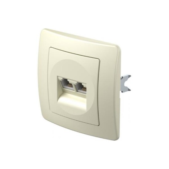 Πρίζα Tel KS Διπλή 2x RJ11 6/4 PW Λευκό / TEM EKONOMIK