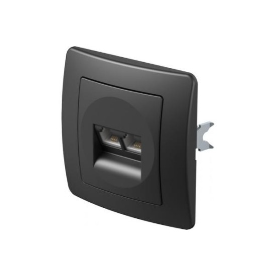 Πρίζα Tel KS Διπλή 2x RJ11 6/4 PW Λευκό / TEM EKONOMIK