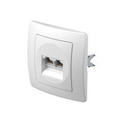 Πρίζα Tel KS Διπλή 2x RJ11 6/4 PW Λευκό / TEM EKONOMIK