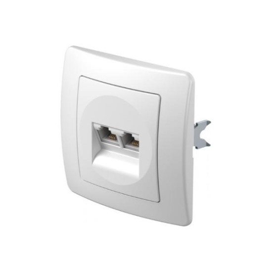 Πρίζα Tel KS Διπλή 2x RJ11 6/4 PW Λευκό / TEM EKONOMIK