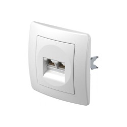 Πρίζα CAT5e KS διπλή 2x RJ45 8/8 PW Λευκό / TEM EKONOMIK