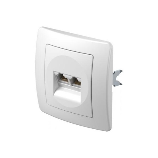 Πρίζα CAT5e KS διπλή 2x RJ45 8/8 PW Λευκό / TEM EKONOMIK