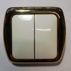 Διακόπτης διπλός Α-Ρ / Χρυσό/Λευκό - Ήφαιστος - Samos 620 - aliberti