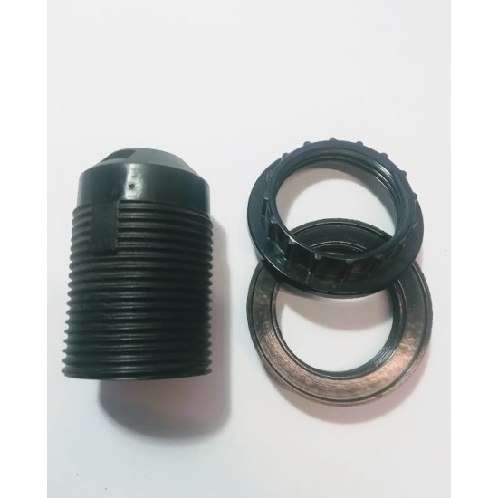 Ντουί Ε27 θερμοπλαστικό με δύο ροδέλες - Μάυρο