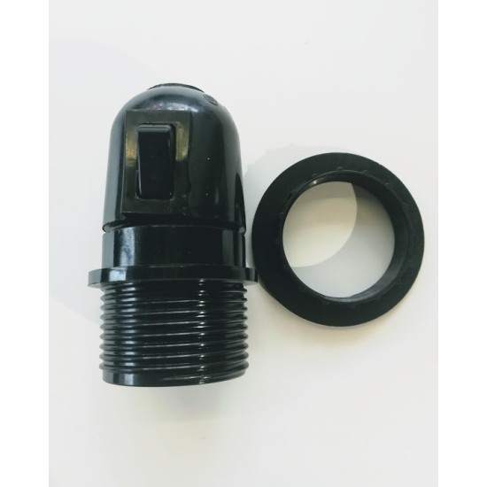 Ντουί - Ε27-  Μάυρο με διακόπτη & ροδέλα 