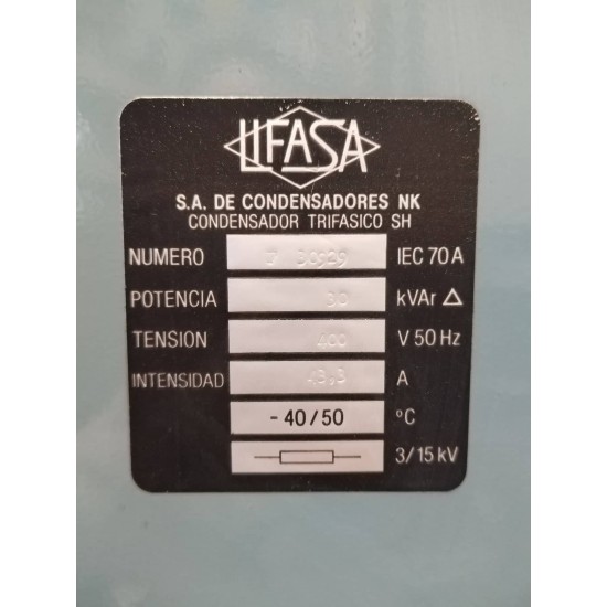 Capacitor bank 30Kvar / 400V~ Power factor correction (Cosφ) - Lifasa