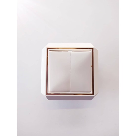 Διακόπτης διπλός Χρυσο/Λευκό - Luxus - ESEM