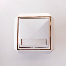 Μπουτόν επιγραφής με λαμπάκι Χρυσό/ Λευκό - Luxus