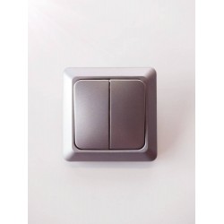 Διακόπτης διπλός ασημί αλουμίνιο - NOREL - ELKO 