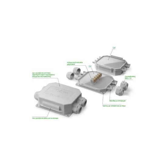 Κουτί με Gel Καλώδιο max 3 x 6mm2 / 90x90x45 / Ready Box90 - Raytech