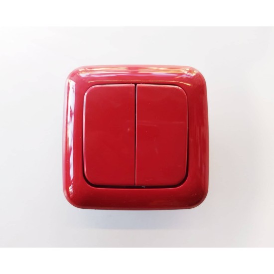 Διακόπτης Διπλός / Κόκκινο - Μηχανισμός/Πλακίδιο/Πλαίσιο Reflex - Busch-Jaeger