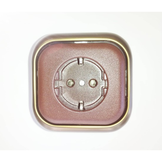 Πρίζα σούκο μπρονζέ/Καφέ μηχανισμός/Πλακίδιο/Πλαίσιο - Busch-Jaeger