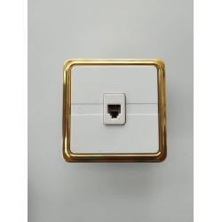 Πρίζα RJ11 / Χρυσό-Λευκό - Μηχανισμός/Πλακίδιο/Πλαίσιο Trazo - Niessen