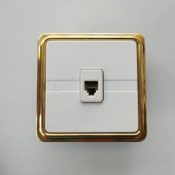 Socket RJ11 Gold/white  - Mechanism/plate/Frame Trazo - Niessen