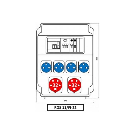 Εργοταξιακός πίνακας  2 Πρίζες 5X32A (400V) + 4 Πρίζες Σουκο 16Α (230V) ROS 11/x-22/S - DABLER