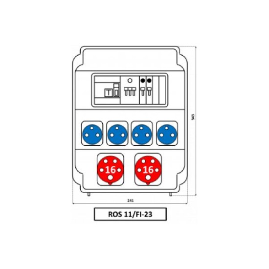 Εργοταξιακός πίνακας 2 Πρίζες 5X16A (400V) + 4 Πρίζες Σούκο 16Α (230V)  ROS 11/x-23/S - DABLER