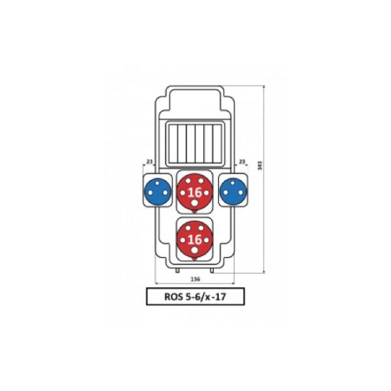 Εργοταξιακός πίνακας 2 Πρίζες 5X16A (400V) + 2 Πρίζες σούκο 16Α (230V)  ROS 5/x-17/S - DABLER