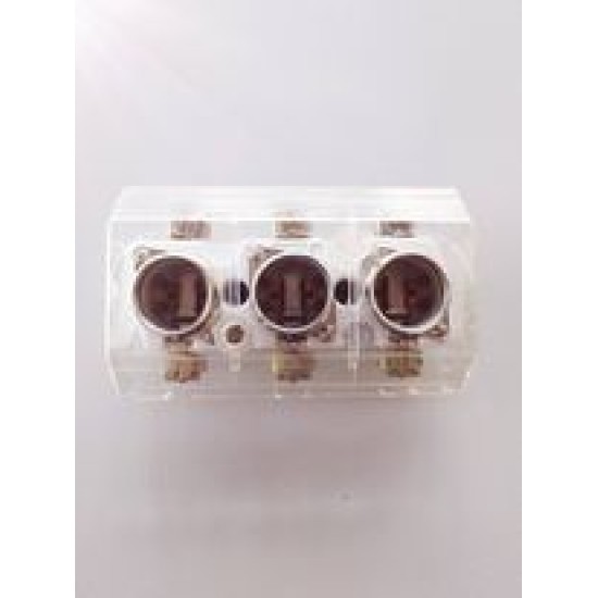 Βάση ασφαλειών τριπολική με διάφανο κάλυμμα πορσελάνης S27 D 25A Στήριξη με βίδα - 011101048 - KLOKNER-MOELLER