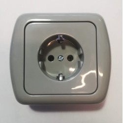 Πρίζα σούκο 2Π+Τ - Γκρί - Samos620 - aliberti