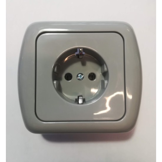 Πρίζα σούκο 2Π+Τ - Γκρί - Samos620 - aliberti