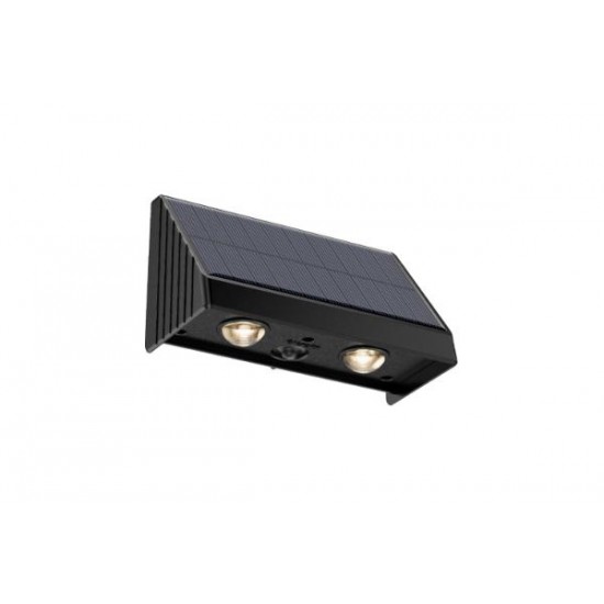 Outdoor Wall Lamp Black solar energy IP65 / 2x0,5W 3000K Black Seneca (80204711S) - Inlight