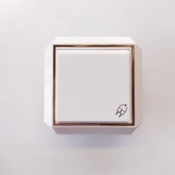 Πρίζα σούκο με καπάκι Χρυσό/Λευκό - Luxus - Esem