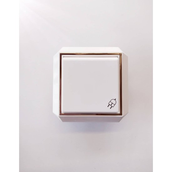 Πρίζα σούκο με καπάκι Χρυσό/Λευκό - Luxus - Esem