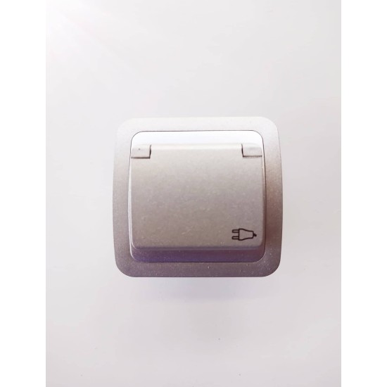 Socket schuko+cover 2P+E 16A 250V~ Silver - MAKEL
