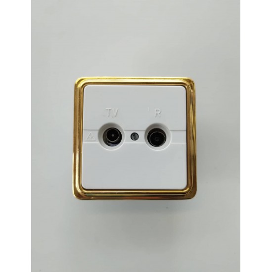 Socket TV-R Gold/white  - Mechanism/plate/Frame Trazo - Niessen