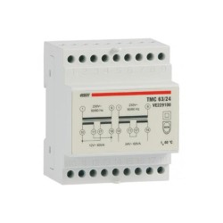 Μετασχηματιστής ασφαλείας Ράγας 4 Στοιχείων 230V / 12V-24V AC 63VA - TMC63/24 - Vemer