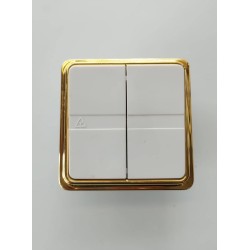 Διακόπτης διπλός / Χρυσό-Λευκό - Μηχανισμός/Πλακίδιο/Πλαίσιο Trazo - Niessen