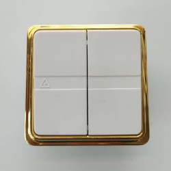 Διακόπτης διπλός / Χρυσό-Λευκό - Μηχανισμός/Πλακίδιο/Πλαίσιο Trazo - Niessen