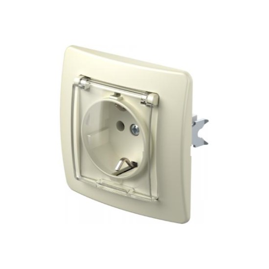 Πρίζα σούκο + Κάλυμμα 2P+E 16A 250V~ PT Λευκό / TEM EKONOMIK