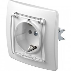 Πρίζα σούκο + Κάλυμμα 2P+E 16A 250V~ PT Λευκό / TEM EKONOMIK