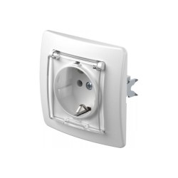 Πρίζα σούκο + Κάλυμμα 2P+E 16A 250V~ PT Λευκό / TEM EKONOMIK