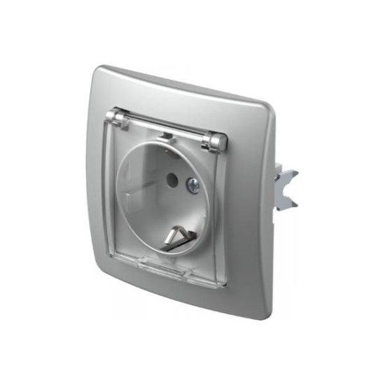 Πρίζα σούκο + Κάλυμμα 2P+E 16A 250V~ PT Λευκό / TEM EKONOMIK