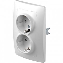 Πρίζα σούκο διπλή 2P+E 16A 250V~ KS PW Λευκό / TEM EKONOMIK