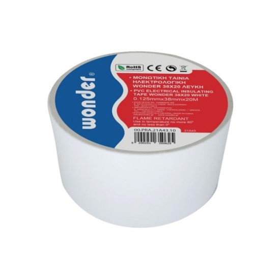 Μονωτική ταινία PVC φαρδιά μάυρη 38mm x 20m - WONDER