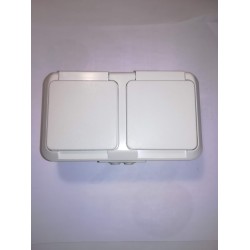 Πρίζα σούκο ασφαλείας διπλή λευκό - IP54 - Λ1232 - AQUA 