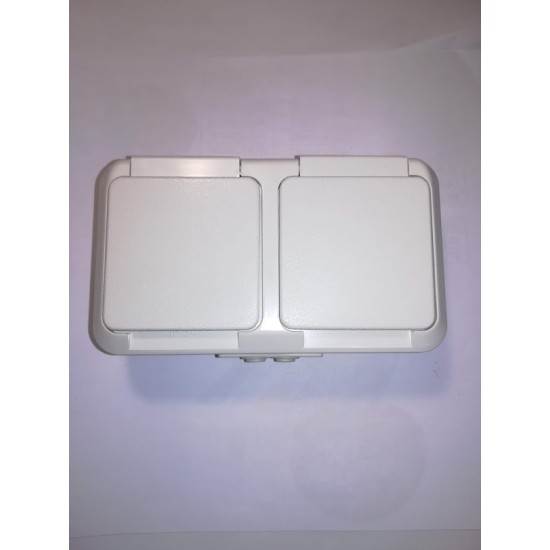 Πρίζα σούκο ασφαλείας διπλή λευκό - IP54 - Λ1232 - AQUA 